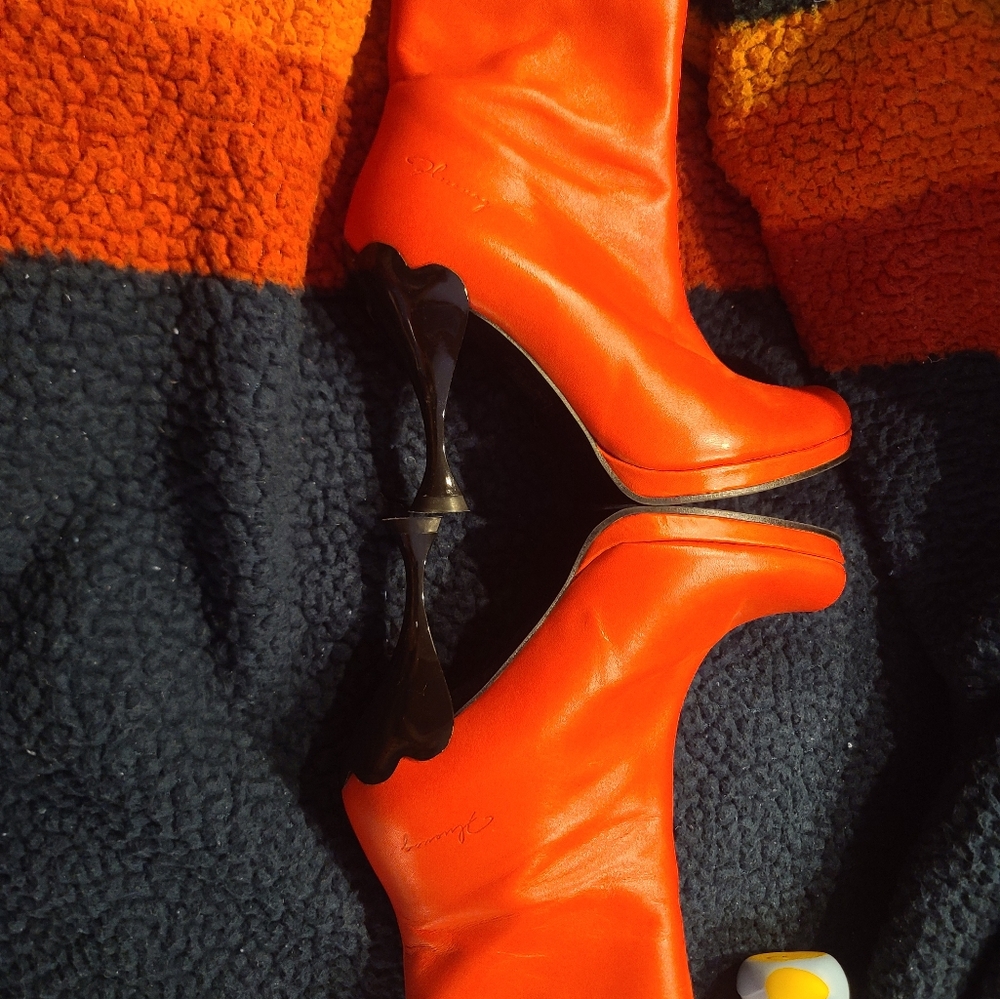 John fluevog size 6 orange listen up booties